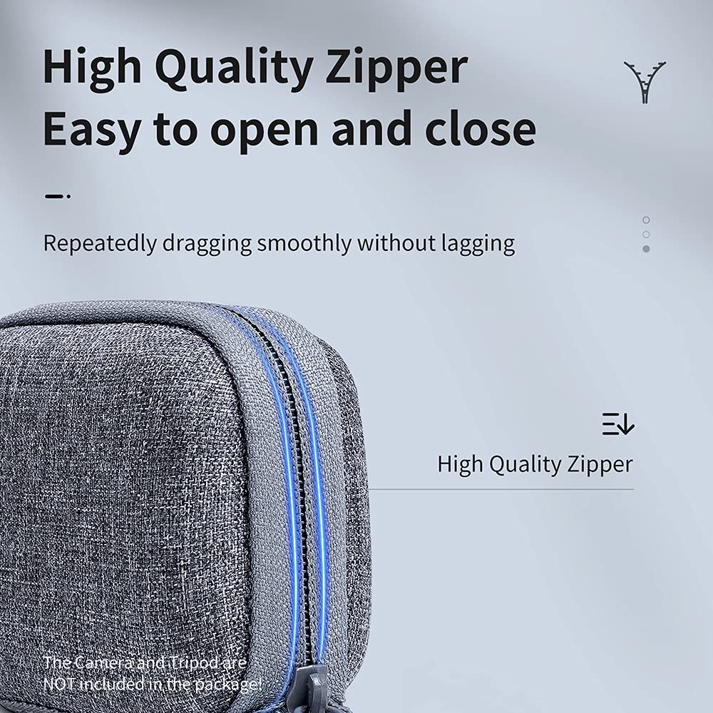 TELESIN Small Carry Case for GoPro HERO13/12/11/10/9/8, Pocket Size Protective Case Travel Bag with Half Open Zipper Supports Connecting with Selfie Stick and Tripod Accessories -Grey