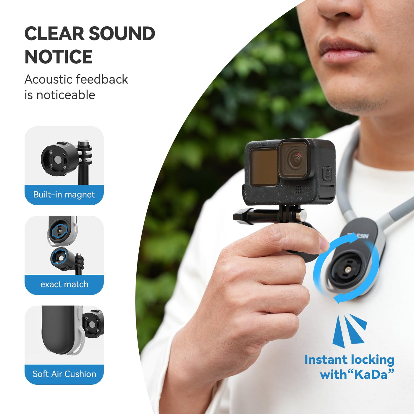 TELESIN S2 Magnetic Quick Release Neck Mount with Fixing Chest Strap | Necklace Lanyard Holder For GoPro Insta360 DJI Action Osmo Pocket Action Camera Accessories