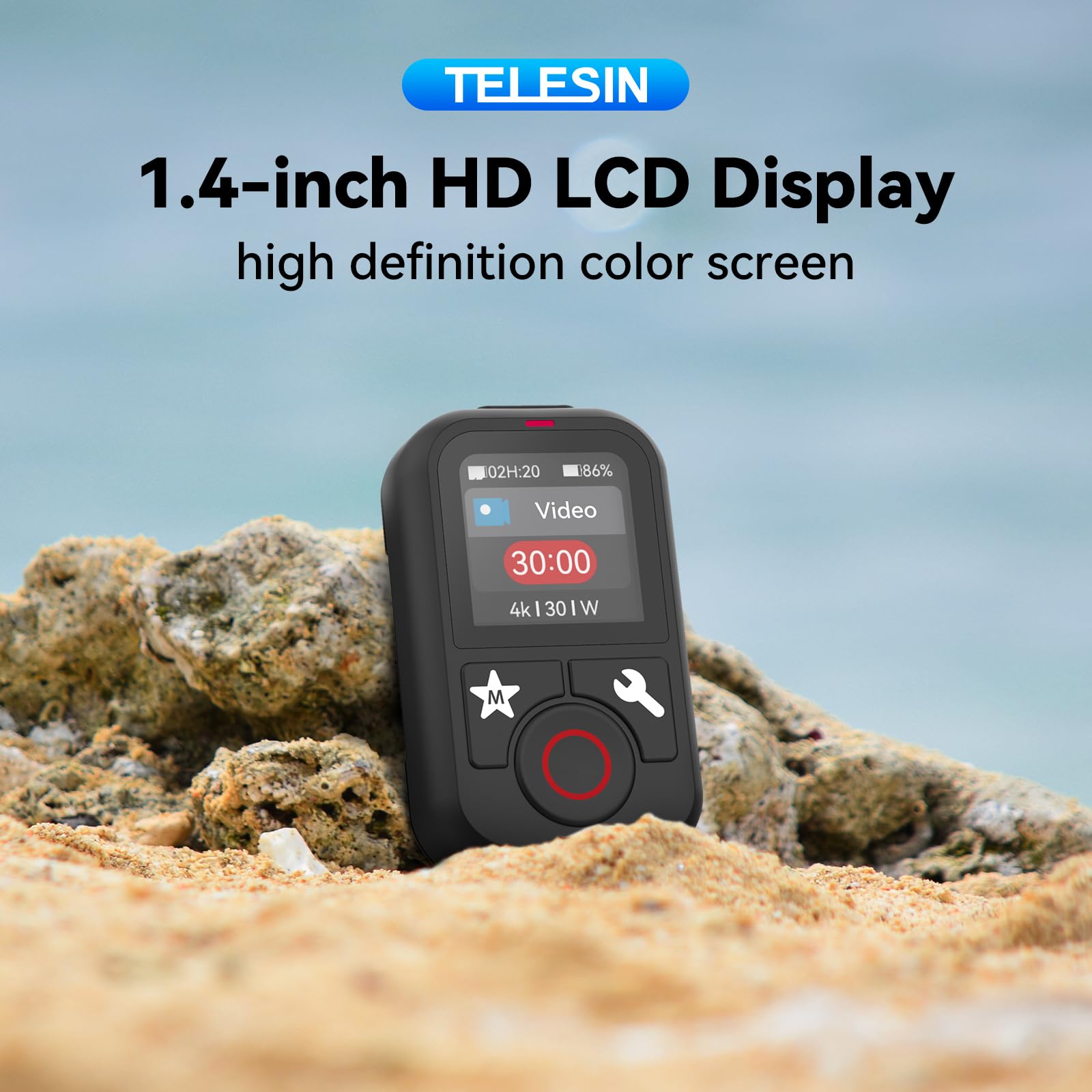 TELESIN Upgraded T13 Bluetooth Waterproof Remote Control for GoPro HERO13 | Multi-Language LCD Dispaly Compatible with GoPro 13 12 11 10 9 8 Max Action Camera