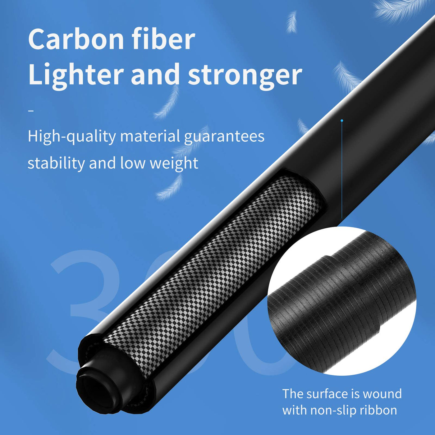 TELESIN 2nd Gen 2.7M Ultra Long Carbon Fiber Selfie Stick for GoPro Insta360 DJI Action Osmo Action Extendable at 6 Lengths