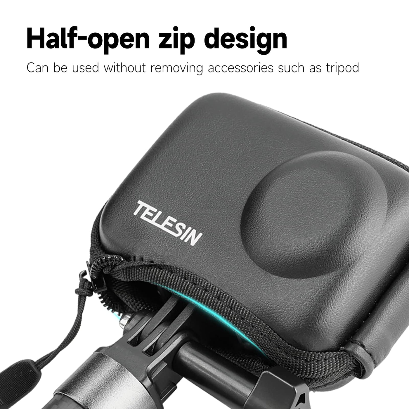 TELESIN Protective Carry Case for DJI Osmo Action 3 Action 4 with Half Open Port Design