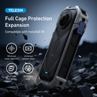 TELESIN Aluminum Metal Full Cage Protection for Insta360 X5 | Utility Protective Frame Case Housing for Insta 360 X5, Cold Shoe Port with 1/4" Threads Mount