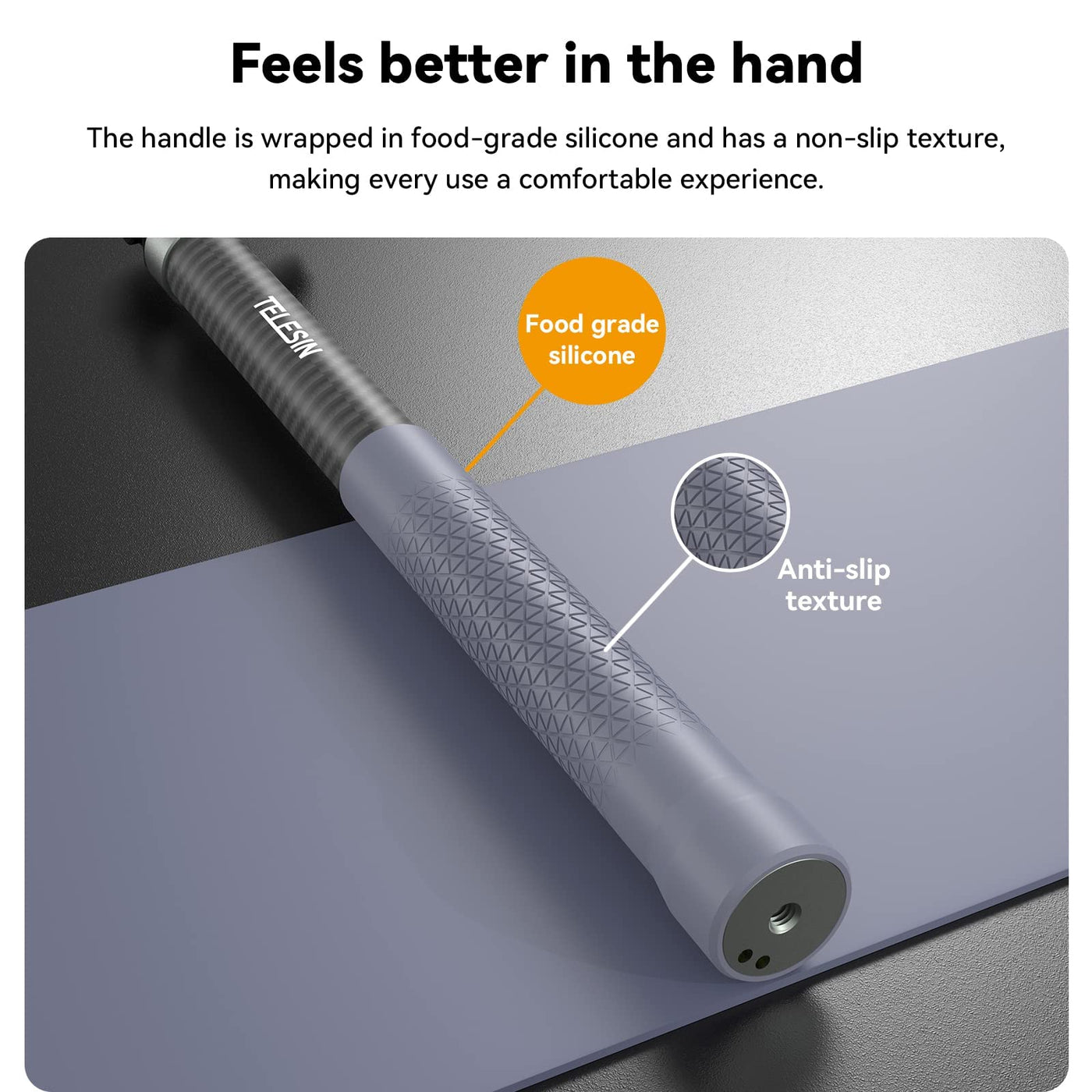 TELESIN 2nd Gen 1.2 Meter Carbon Fiber Selfie Stick for Action Camera, Invisible Stick for Insta360 ONE RS, ONE X3-120CM