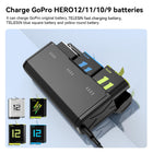 TELESIN 2-Pack Stamina Battery and Pocket Storage Charging Box Bundle for GoPro HERO12/11/10/9 Multifunctional with Flat Design