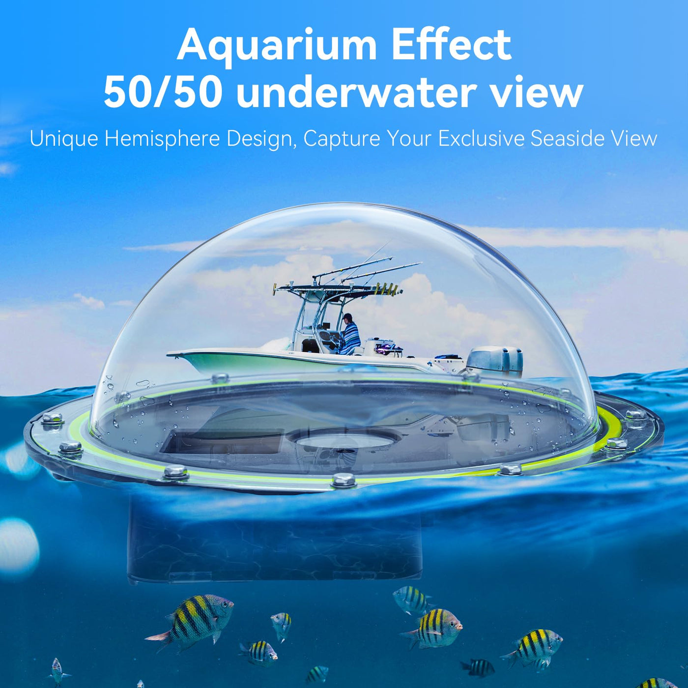 TELESIN Waterproof Dome Port for DJI Osmo Action 3 4 Camera | Underwater Housing Case with Floating Handle Grip Diving Snorkeling Accessories