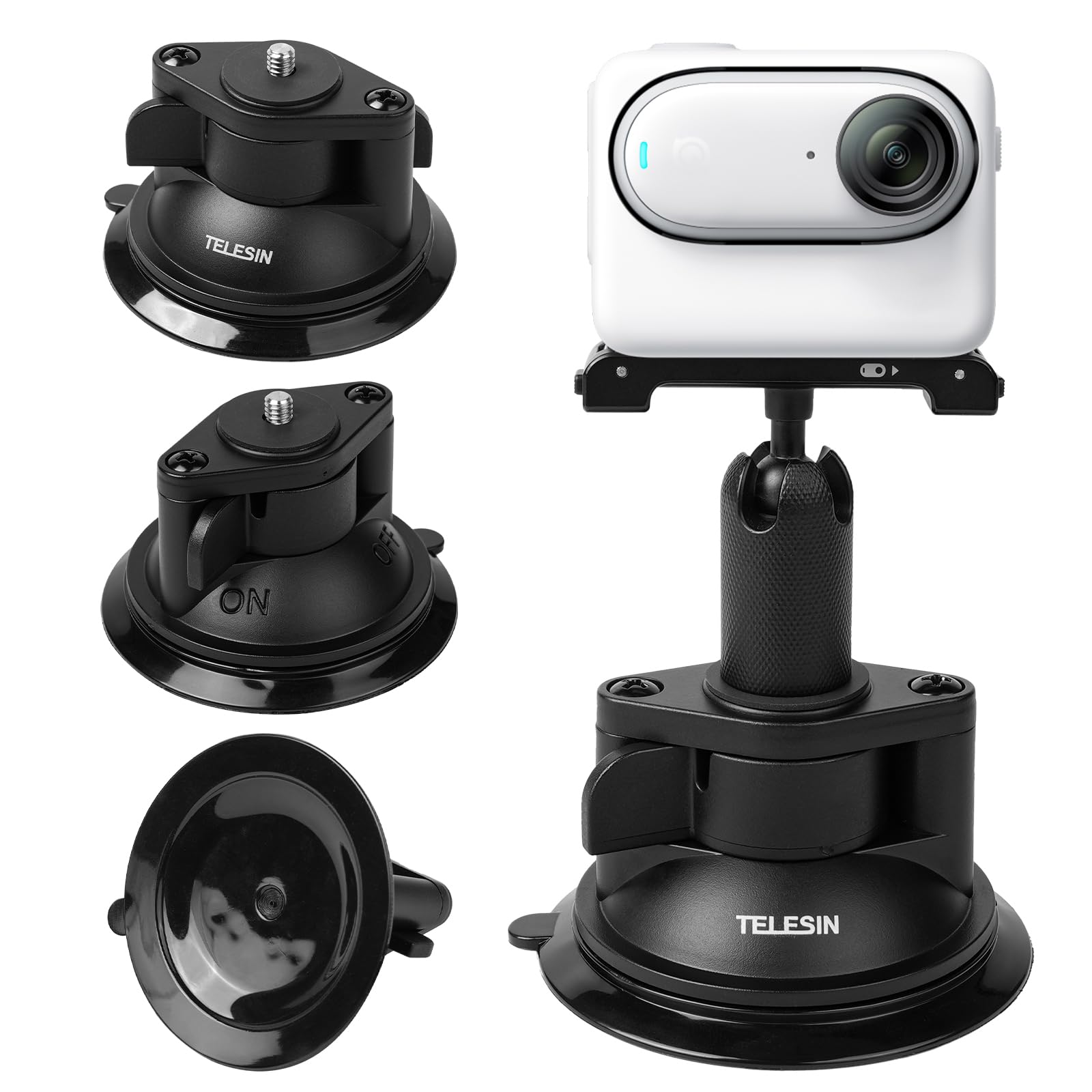 TELESIN Suction Cup with Magnetic Mount Kit for Insta360 GO3 | Car Motorcycle Holder Window Windshield Dashboard Attachment for Insta 360 GO 3 Accessory