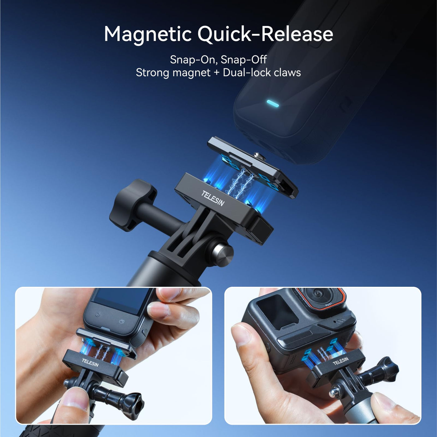 TELESIN Magnetic Quick Release Mount Set for Insta360 Ace/Ace Pro/Ace Pro 2, Insta360 X2/X3/X4/X5 | Metal Connection Plate Adapter for Insta 360 Ace Series, X Series Action Camera