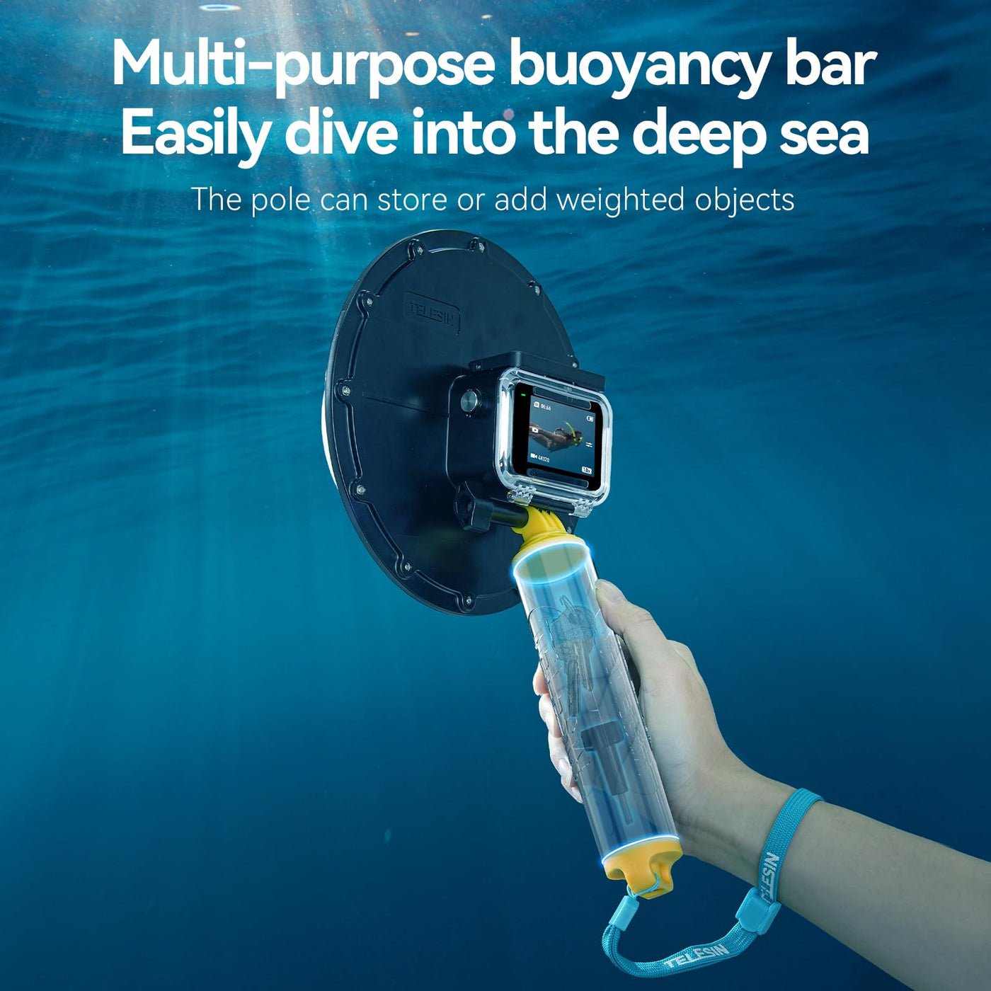 TELESIN Waterproof Dome Port for DJI Osmo Action 3 4 Camera | Underwater Housing Case with Floating Handle Grip Diving Snorkeling Accessories