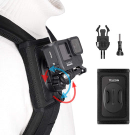 TELESIN Action Camera Backpack Strap Bracket with 360 Rotatable J hook Mount for GoPro Hero 12 Hero 11 Hero 10 Insta360 DJI Action 2 Osmo Action Camera