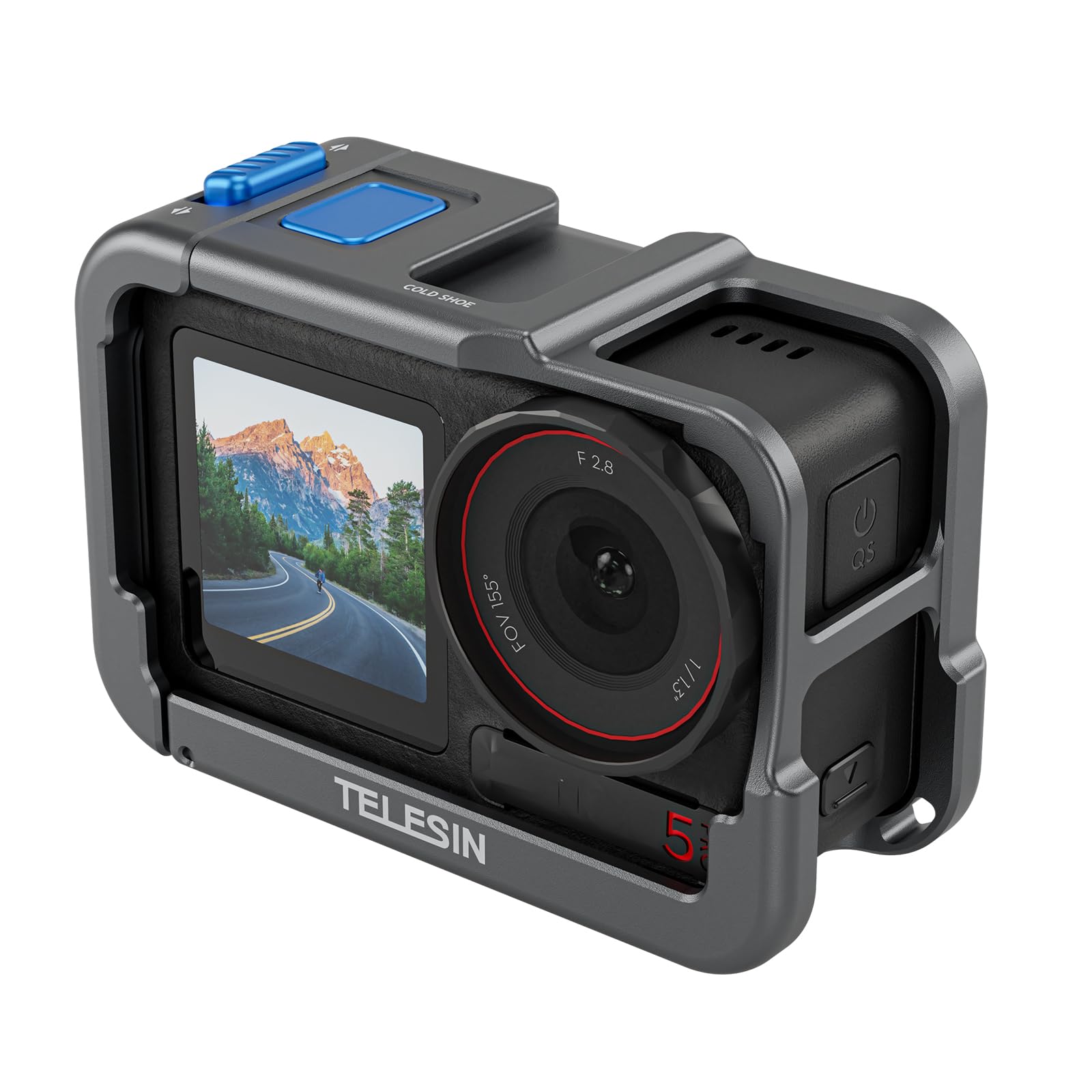 TELESIN Aluminum Metal Cage for DJI Action 5 Pro Action 4 Action 3 | Lightweight Protective Frame Housing with ND/CPL Lens Filter Compatibility and 1/4 Cold Shoe