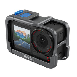 TELESIN Aluminum Metal Cage for DJI Action 5 Pro Action 4 Action 3 | Lightweight Protective Frame Housing with ND/CPL Lens Filter Compatibility and 1/4 Cold Shoe