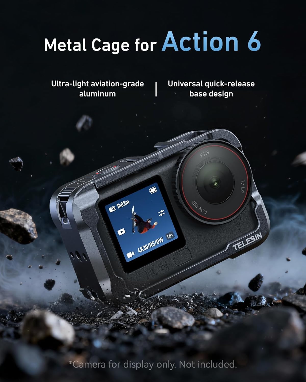 TELESIN Aluminum Alloy Protective Frame Case for DJI Osmo Action 6