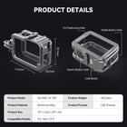 TELESIN Upgraded Aluminum Metal Cage for GoPro HERO 13/12/11/10/9 | Protective Housing Frame Case with Lens Filter Compatibility and Cold Shoe Mount