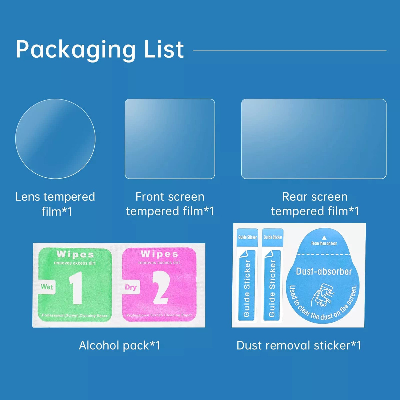 TELESIN Tempered Glass Screen Protector Set for DJI Osmo Action 3 Action 4 Screen Lens Protector