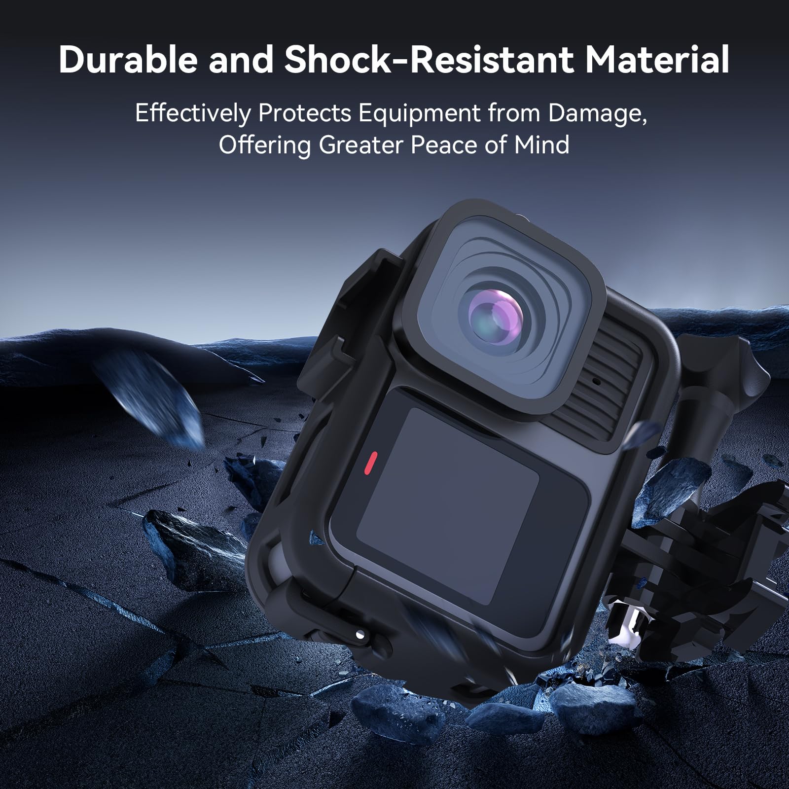 TELESIN Upgraded Protective Housing Case for GoPro HERO13 HERO12 HERO11 HERO10 HERO9 Black | Plastic Frame Vlog Cage with 1/4" Thread & Cold Shoe Mount