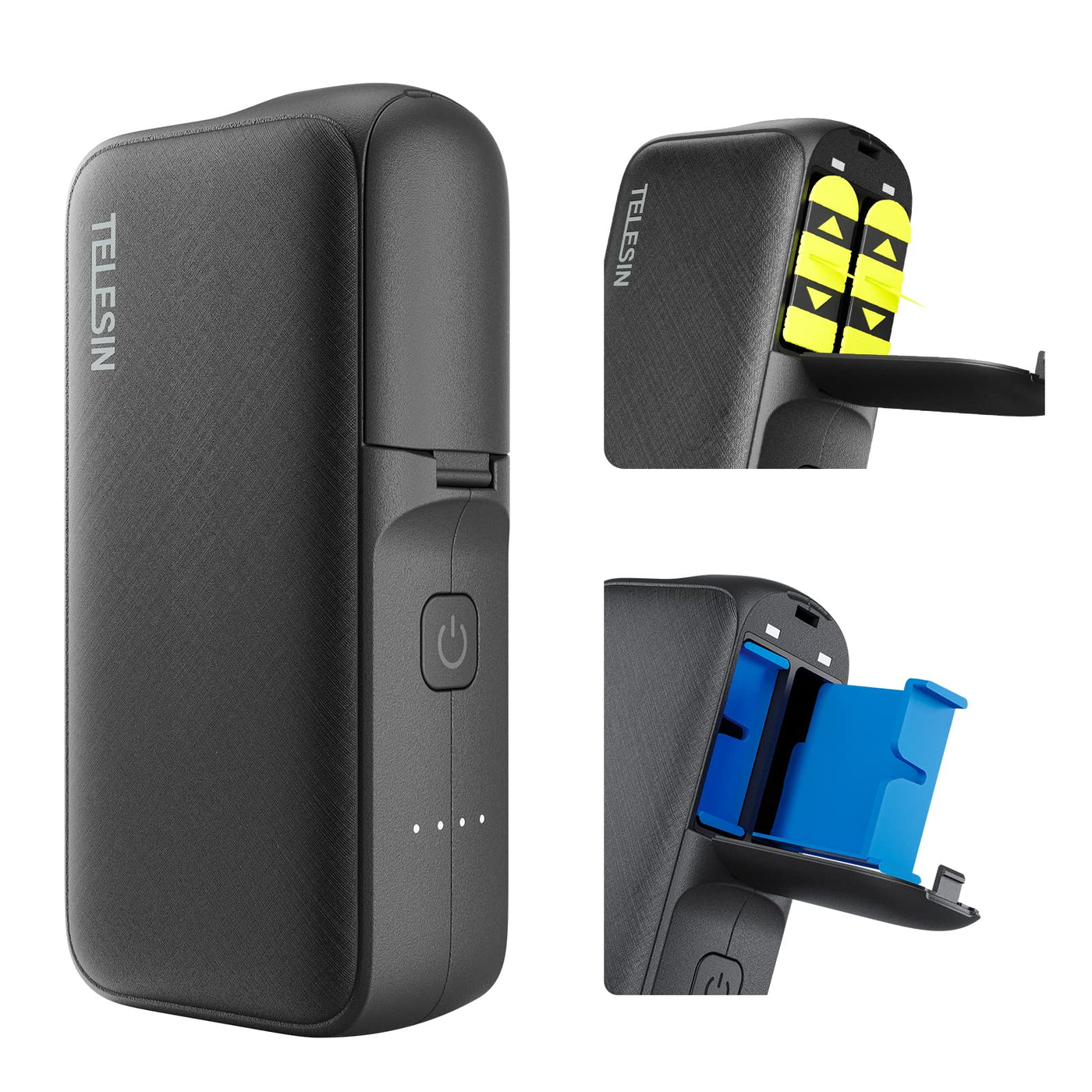 TELESIN Power Fast Charger for GoPro HERO12 11 10 9 8 7 6 5 Black Battery | PD 20W Quick Charging Dual Battery Slot Compatible with Action Camera, Mobile Phone